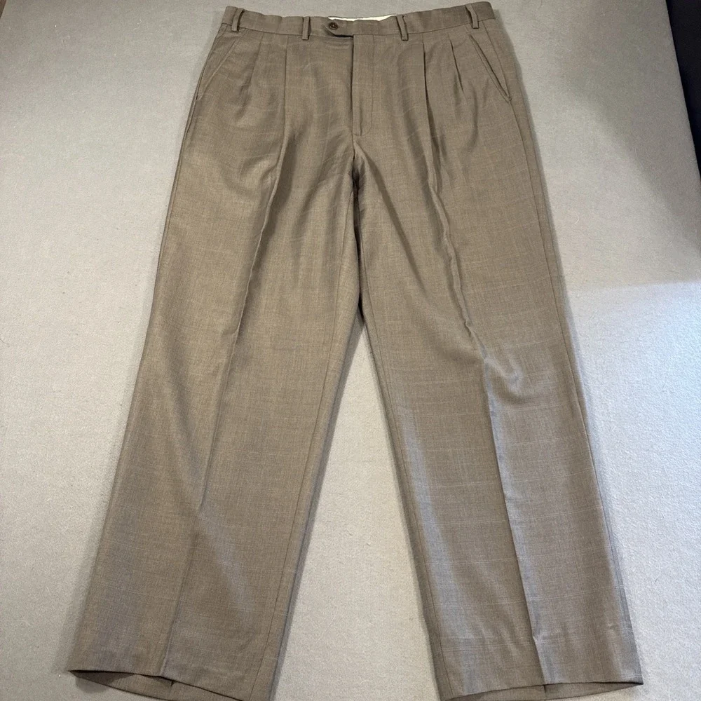 Roberto Villini Italy 44L Wool Suit Gray Windowpane Check 2PC Jacket Pants 38/30